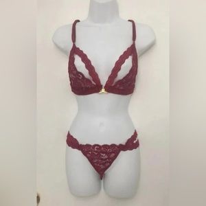 Red Lace Triangle Bra Set